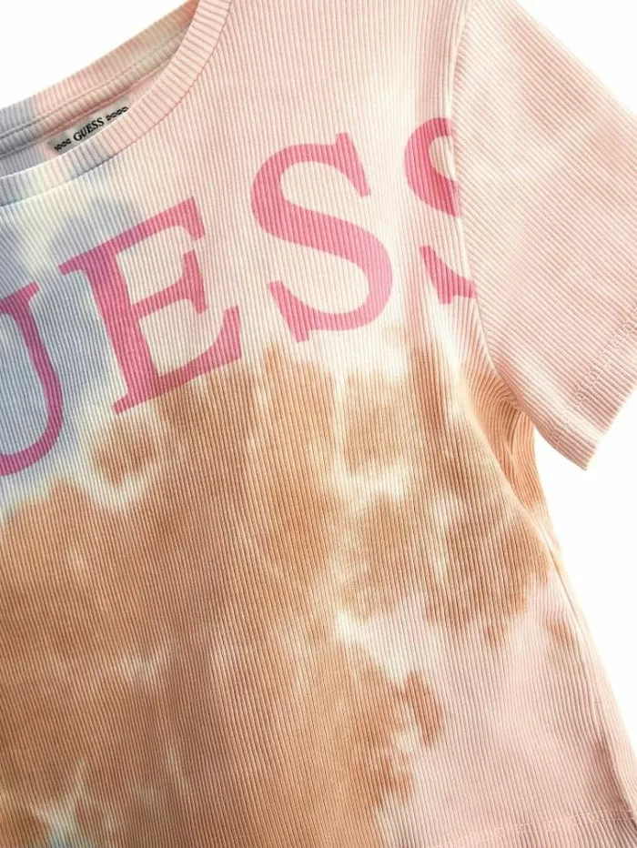 Kids Tiedye Rib Knit Tshirt Multi Pink Guess Tops And Tshirts