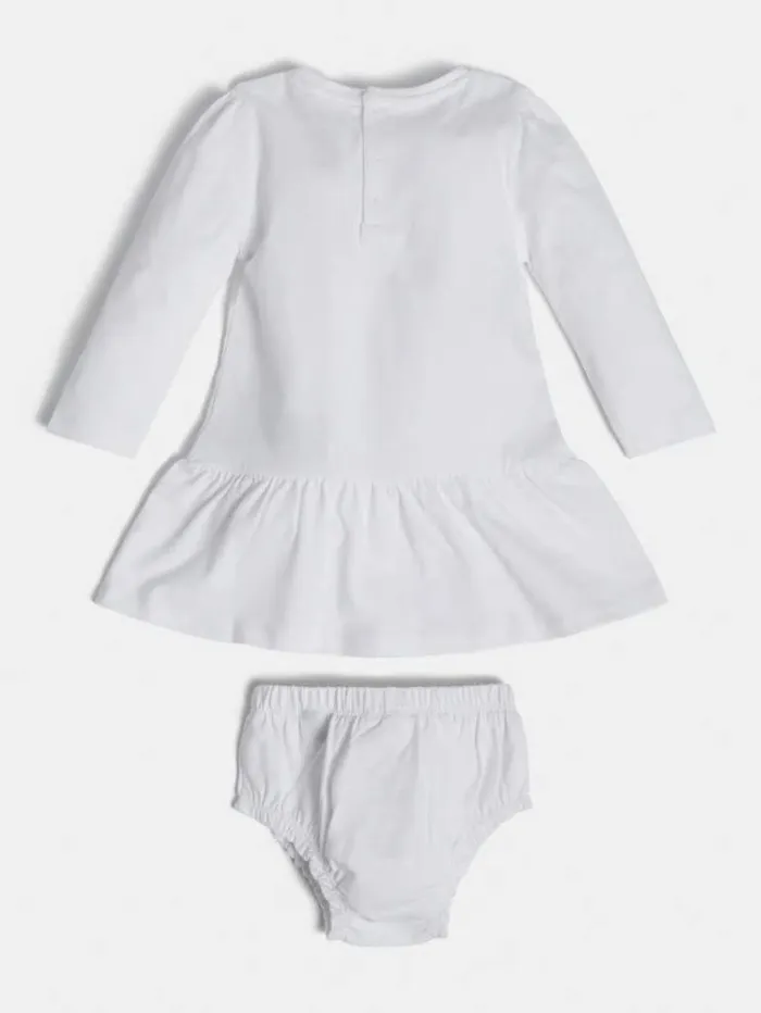 Kids Triangle Logo Dress And Panties Set White Guess Dresses