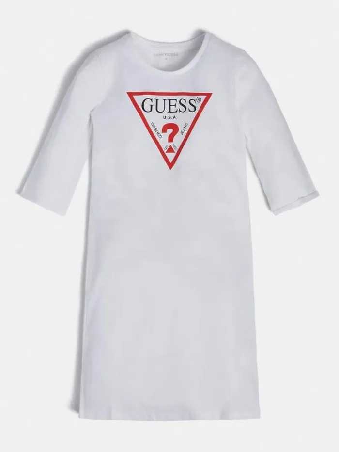 Kids Triangle Logo Dress White Guess Dresses