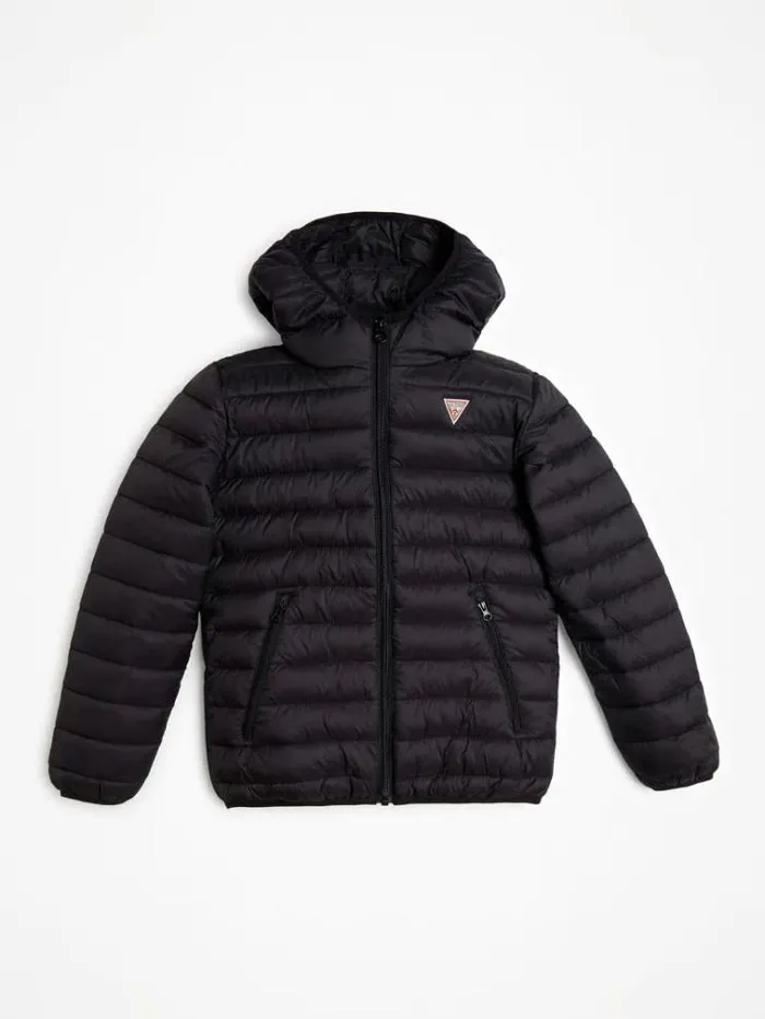 Kids Triangle Logo Front Puffer Jacket Black Guess Coats And Jackets