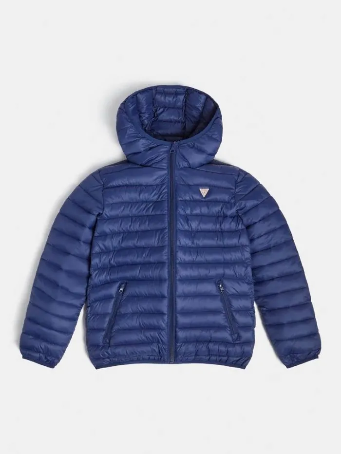 Kids Triangle Logo Front Puffer Jacket Blue Guess Coats And Jackets