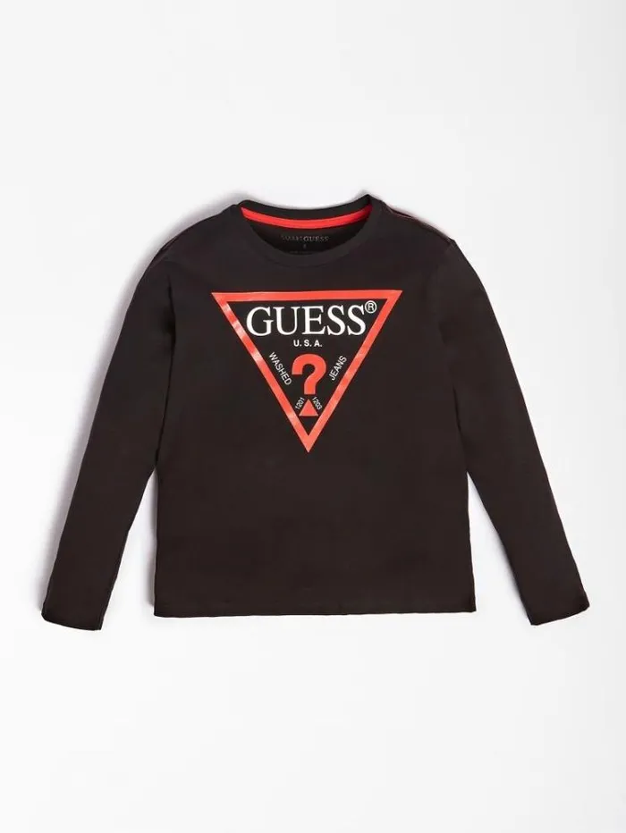 Kids Triangle Logo Tshirt Black Guess Tops And Tshirts