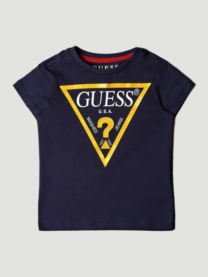 Kids Triangle Logo Tshirt Blue Guess Tops And Tshirts