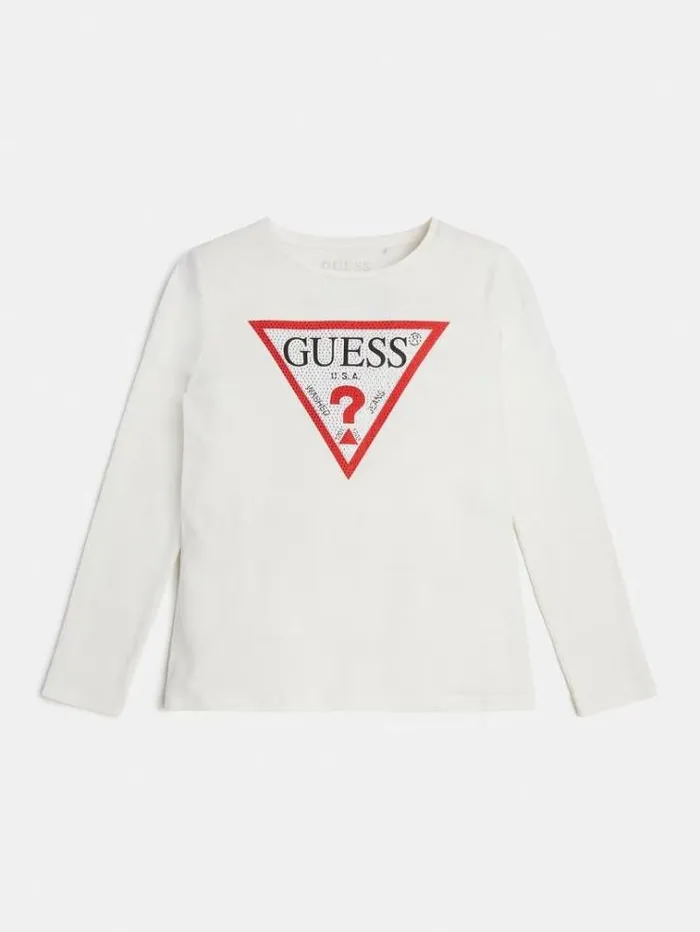Kids Triangle Logo Tshirt Multi Beige Guess Tops And Tshirts