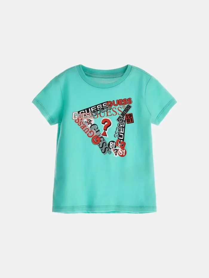 Kids Triangle Logo Tshirt Shades Of Blue Guess Tops And Tshirts