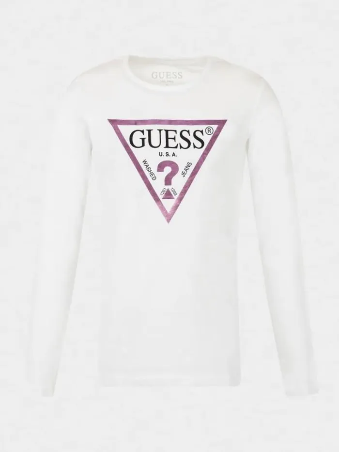 Kids Triangle Logo Tshirt White Guess Tops And Tshirts