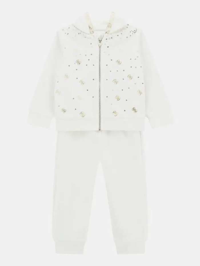 Kids Velour Sweatshirt And Pants Set Cream Guess Sets And Coords