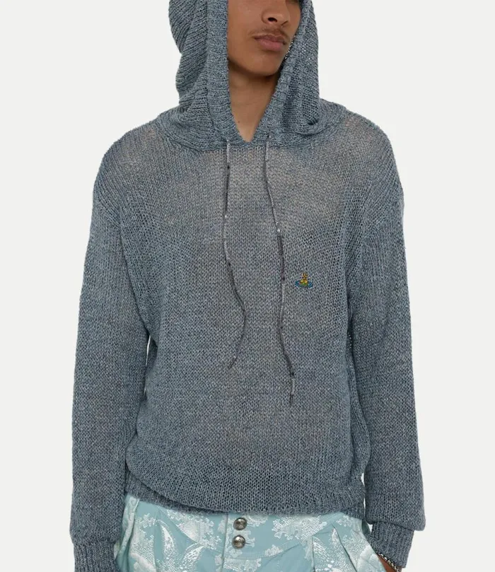 Knitwear And Sweatshirts Men Vivienne Westwood Alex Hoodie In BlueTweed