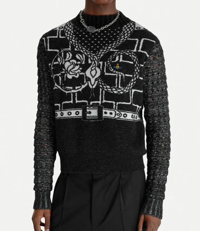 Knitwear And Sweatshirts Men Vivienne Westwood Armour Jumper In AshWhite