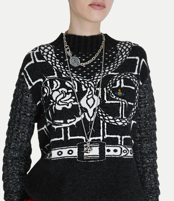 Knitwear And Sweatshirts Men Vivienne Westwood Armour Jumper In AshWhite