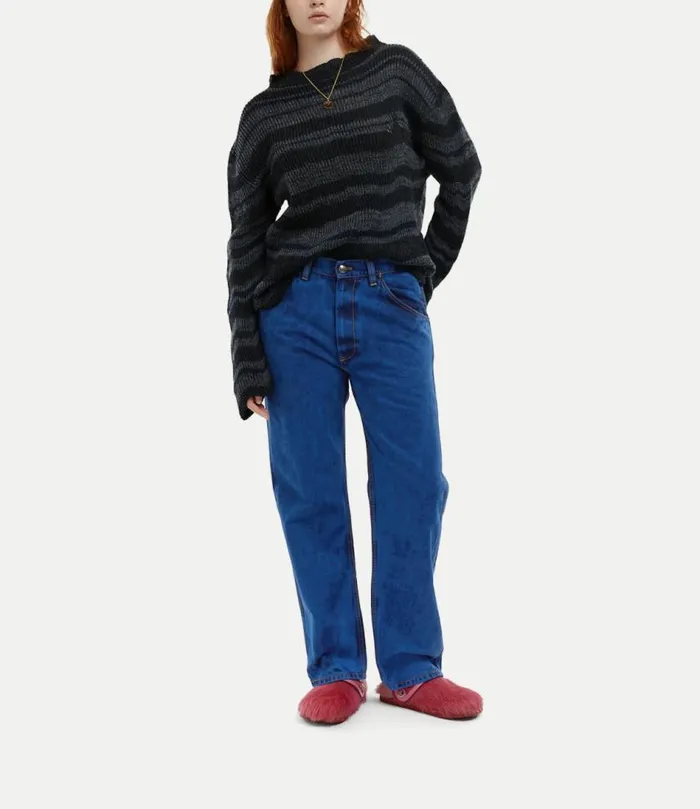 Knitwear And Sweatshirts Men Vivienne Westwood Bedrock Jumper In MelangeBlue