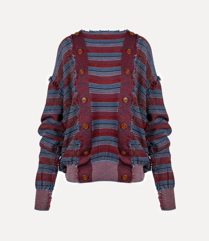 Knitwear And Sweatshirts Men Vivienne Westwood Broken Stitch Cardigan In StripesGunMetal Knitwear And Sweatshirts Men Vivienne Westwood Broken Stitch Cardigan In StripesGunMetal