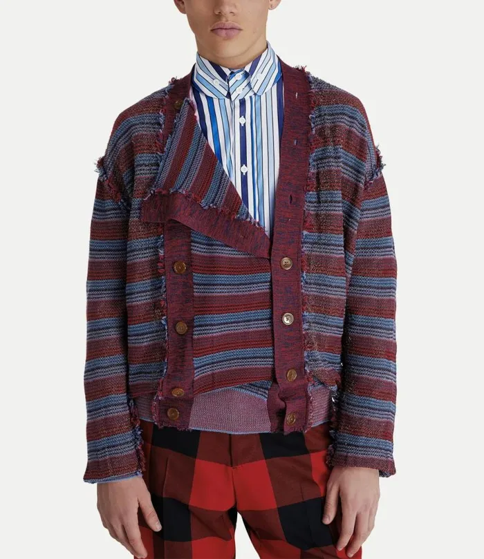 Knitwear And Sweatshirts Men Vivienne Westwood Broken Stitch Cardigan In StripesGunMetal