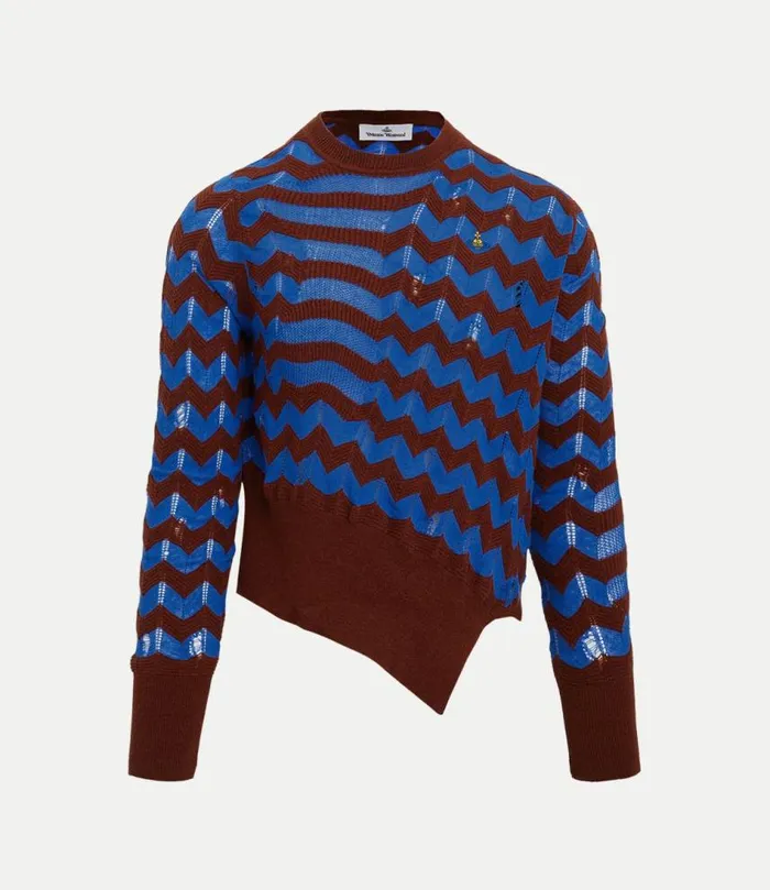 Knitwear And Sweatshirts Men Vivienne Westwood Drunken Chevron Jumper In BlueBurgundy Knitwear And Sweatshirts Men Vivienne Westwood Drunken Chevron Jumper In BlueBurgundy