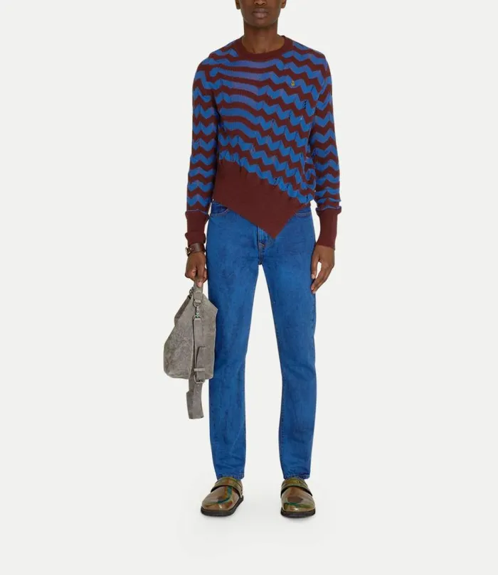 Knitwear And Sweatshirts Men Vivienne Westwood Drunken Chevron Jumper In BlueBurgundy