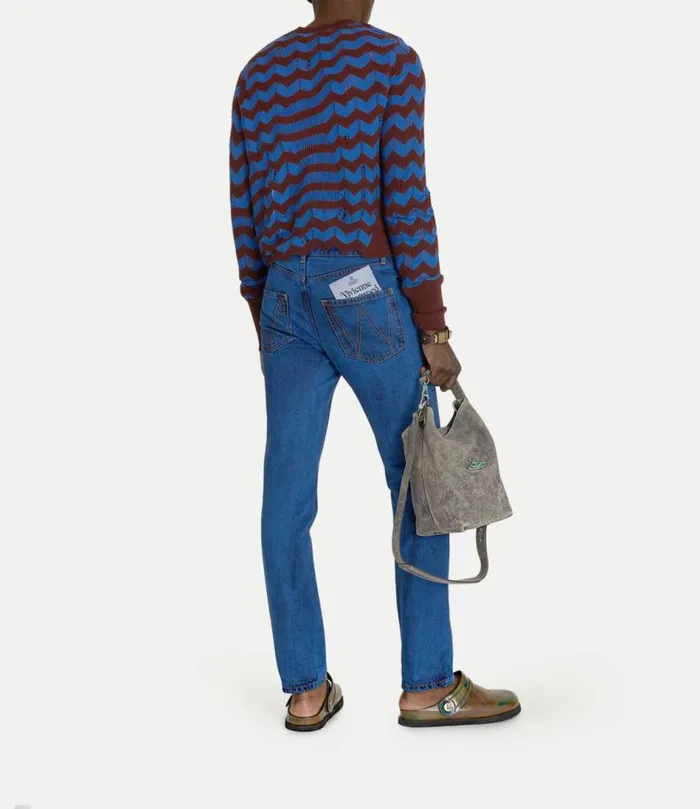 Knitwear And Sweatshirts Men Vivienne Westwood Drunken Chevron Jumper In BlueBurgundy