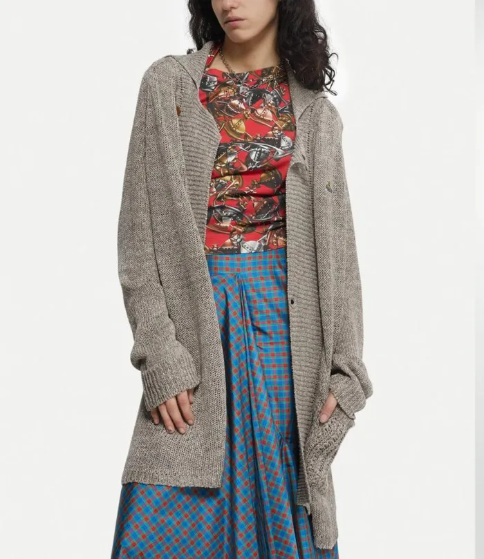 Knitwear And Sweatshirts Men Vivienne Westwood Sean Cardigan In BeigeTweed
