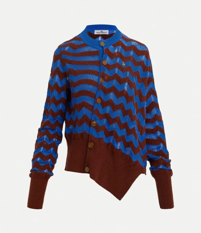 Knitwear Women Vivienne Westwood Drunken Chevron Cardi In BlueBurgundy