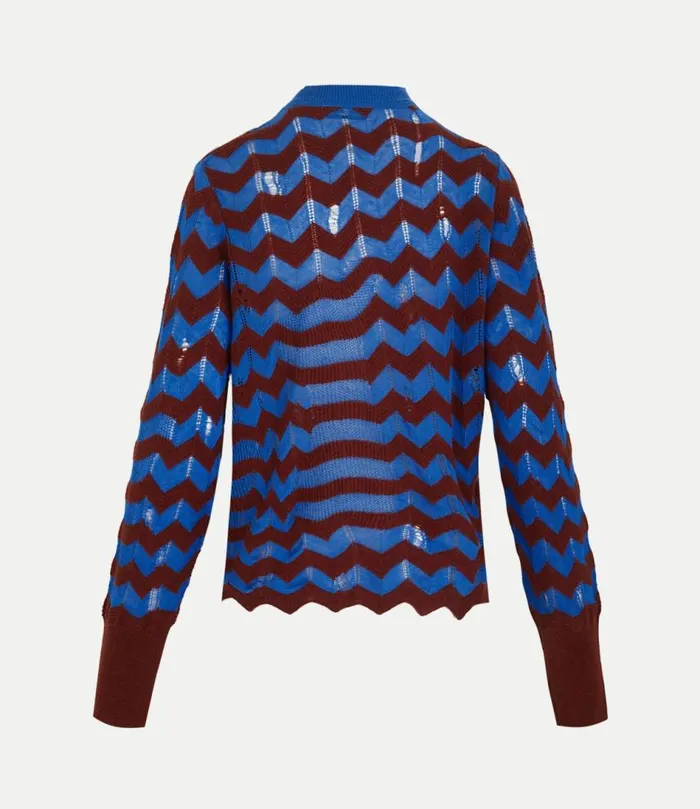 Knitwear Women Vivienne Westwood Drunken Chevron Cardi In BlueBurgundy