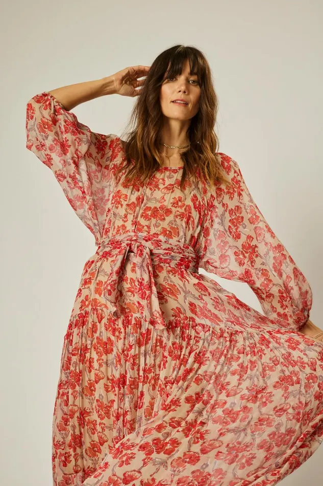 Lainey Dress Chiffon Watercolor Dove Women Natalie Martin Dresses
