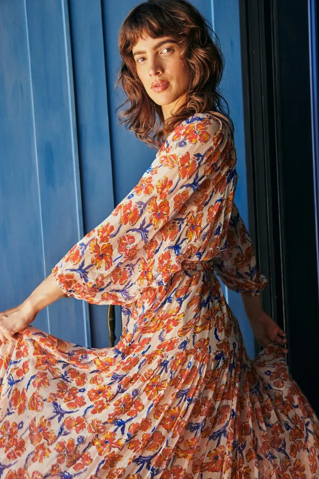Lainey Dress With Sash Chiffon Watercolor Clem Women Natalie Martin Dresses