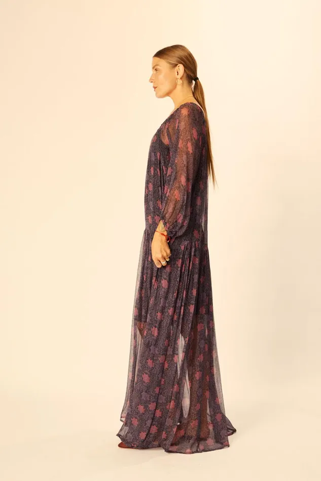 Lainey Dress With Sash Snowflake Aubergine Women Natalie Martin Dresses