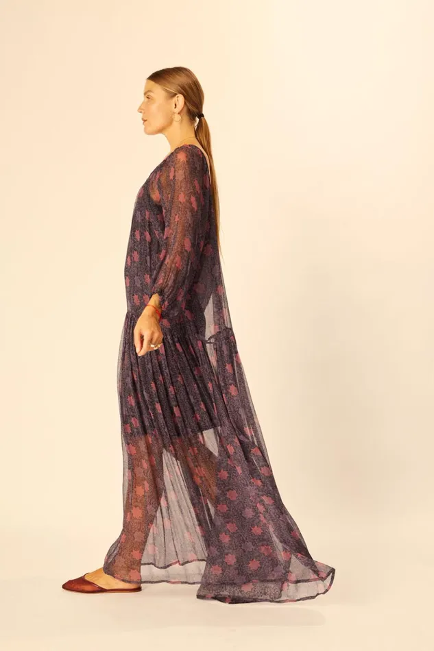 Lainey Dress With Sash Snowflake Aubergine Women Natalie Martin Dresses