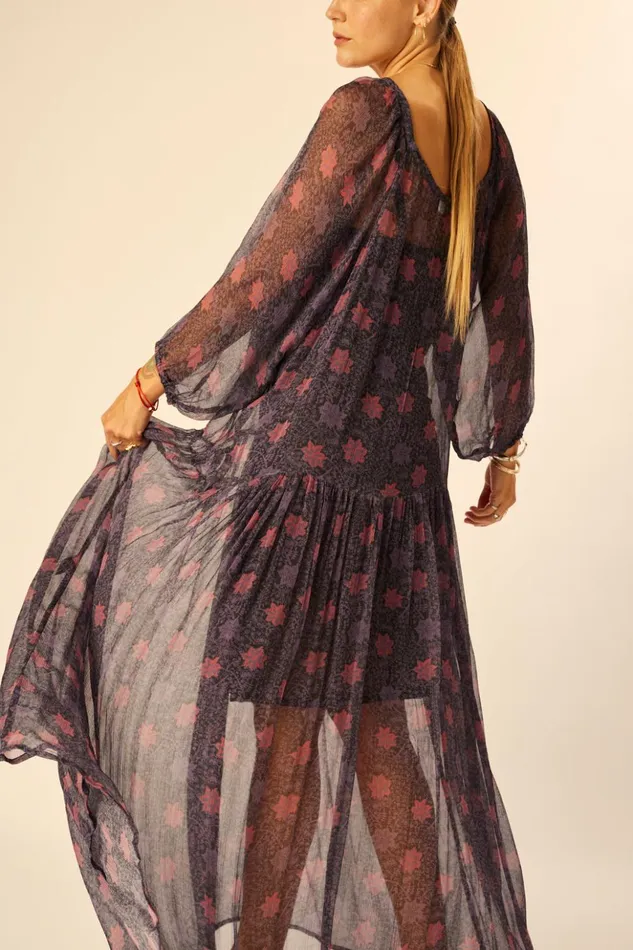 Lainey Dress With Sash Snowflake Aubergine Women Natalie Martin Dresses