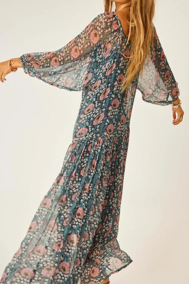Lainey Dress With Sash Vintage Flowers Indigo Women Natalie Martin Dresses