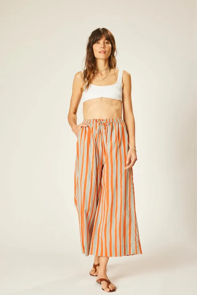 Lauren Pant Batik Stripe Sage Women Natalie Martin Bottoms