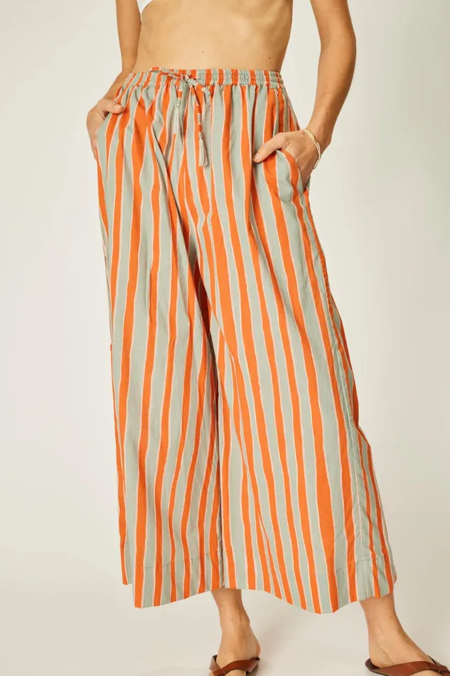 Lauren Pant Batik Stripe Sage Women Natalie Martin Bottoms