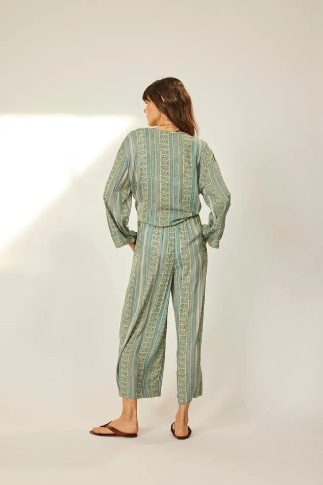 Lauren Pant Paisley Stripe Pool Women Natalie Martin Bottoms