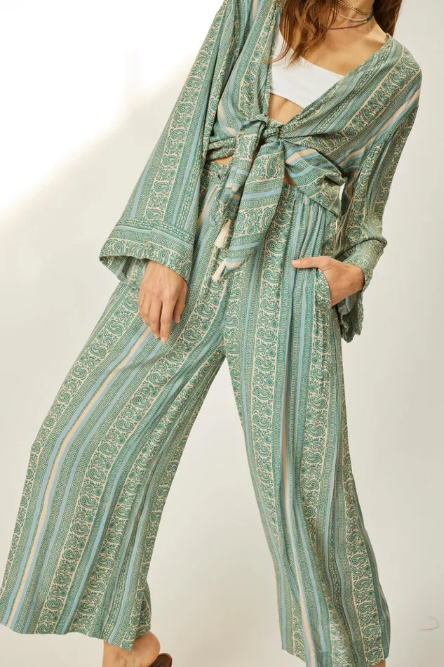 Lauren Pant Paisley Stripe Pool Women Natalie Martin Bottoms
