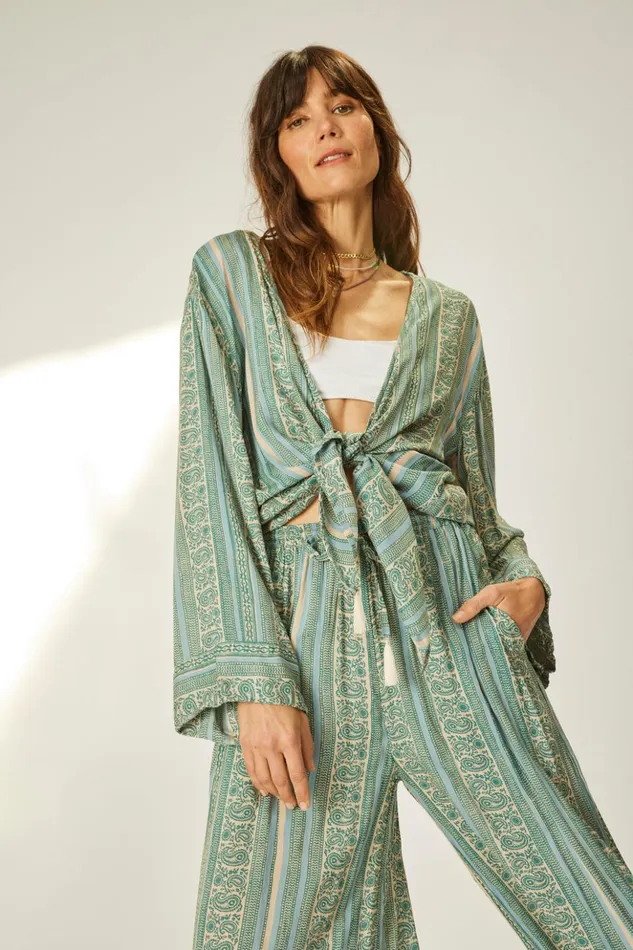 Lauren Pant Paisley Stripe Pool Women Natalie Martin Bottoms