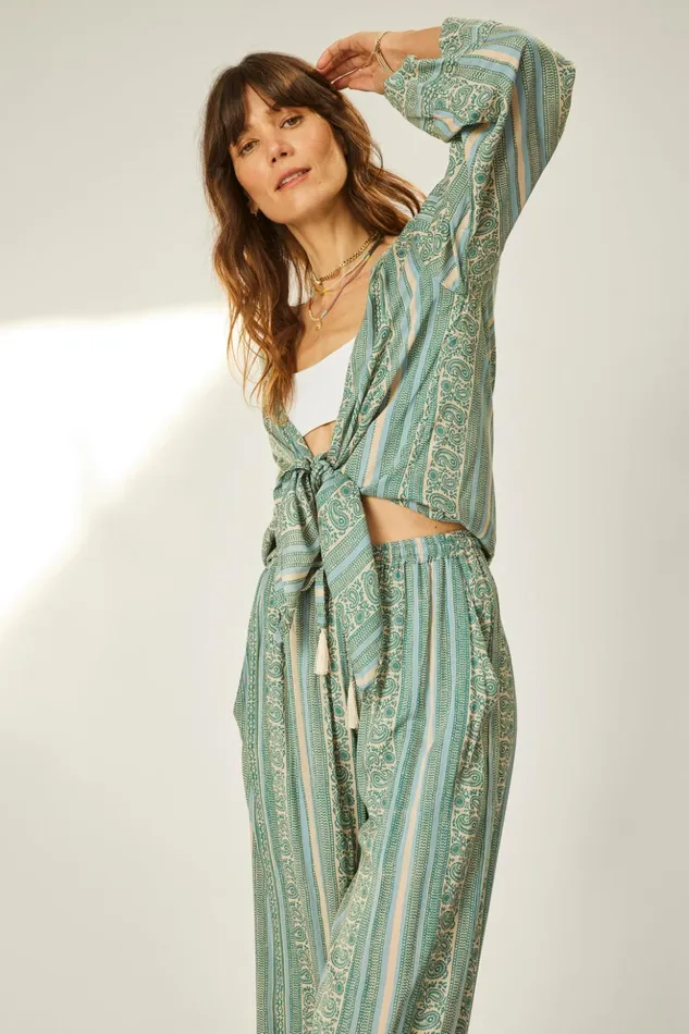 Lauren Pant Paisley Stripe Pool Women Natalie Martin Bottoms