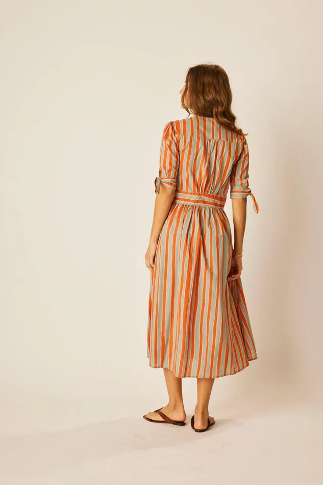 Layla Dress Batik Stripe Sage Women Natalie Martin Dresses