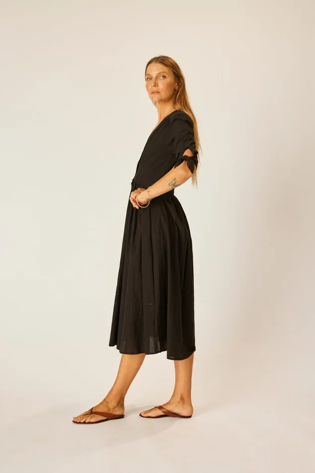 Layla Dress Black Flat Cotton Women Natalie Martin Dresses