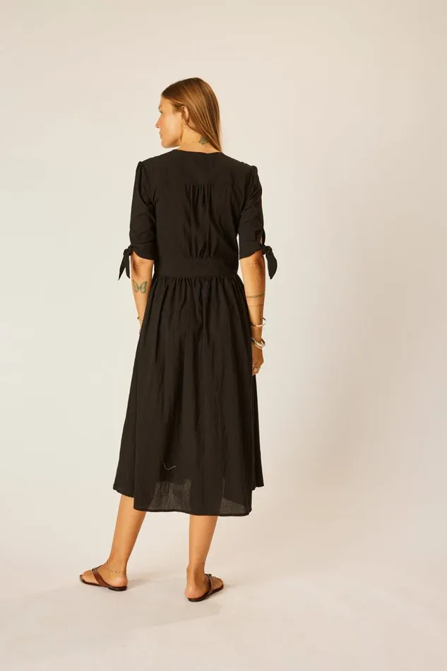 Layla Dress Black Flat Cotton Women Natalie Martin Dresses