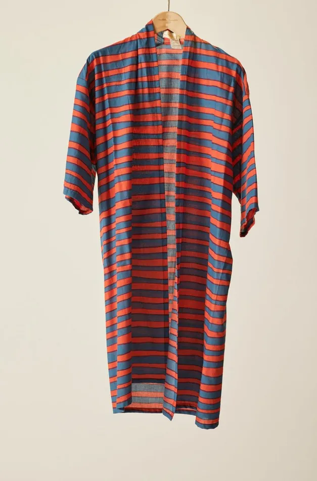 Lennon Kimono Batik Stripe Blood Orange Women Natalie Martin Coverups
