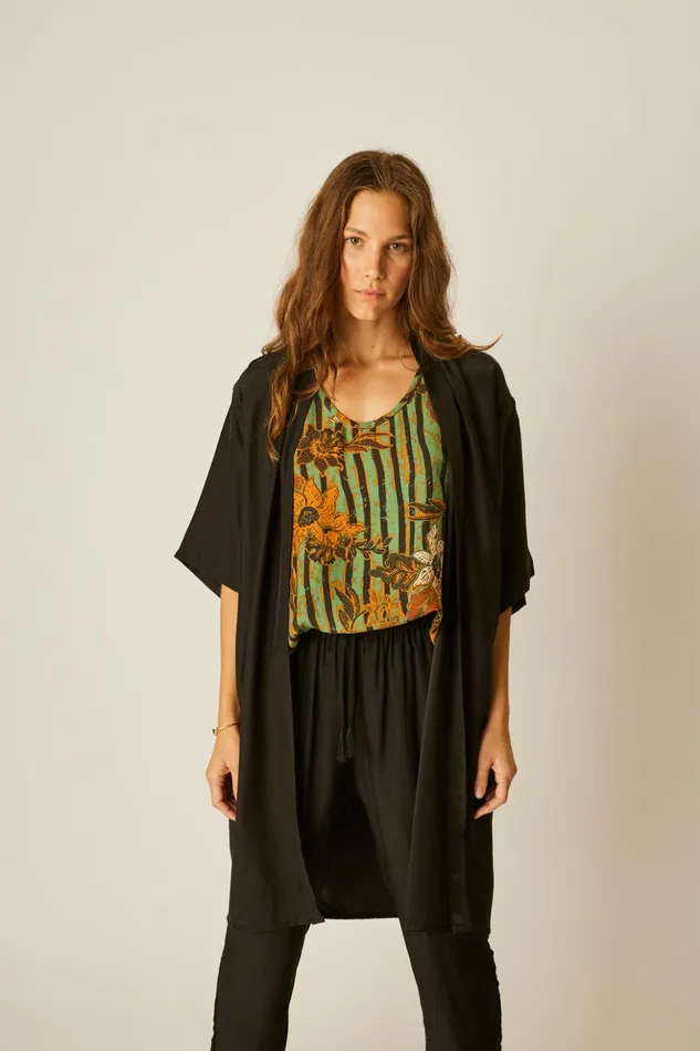 Lennon Kimono Black Silk Women Natalie Martin Coverups