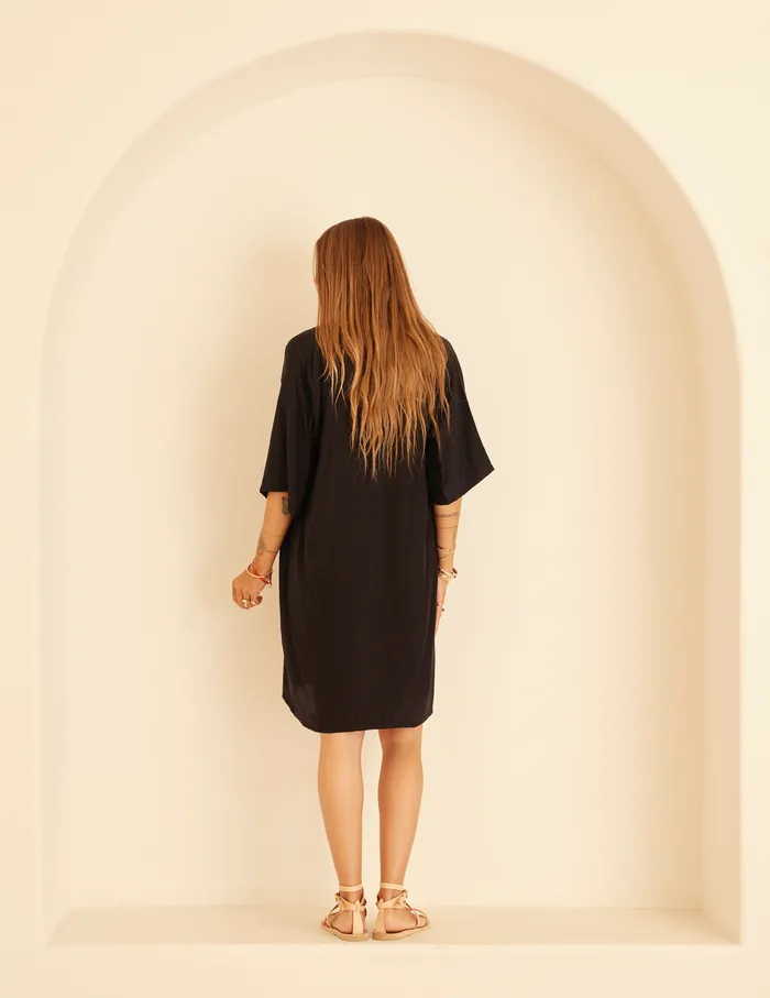 Lennon Kimono Black Silk Women Natalie Martin Tops