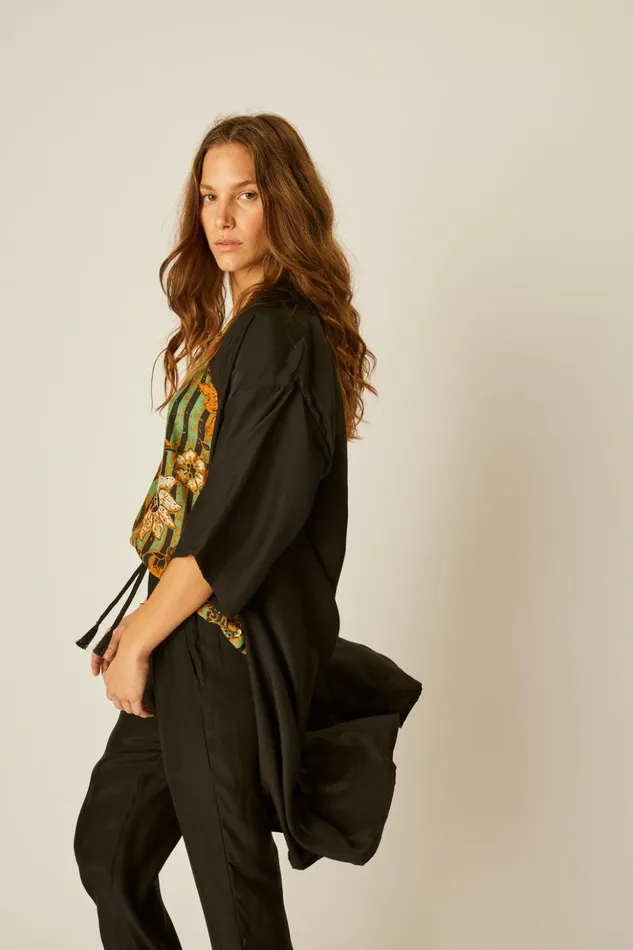 Lennon Kimono Black Silk Women Natalie Martin Tops