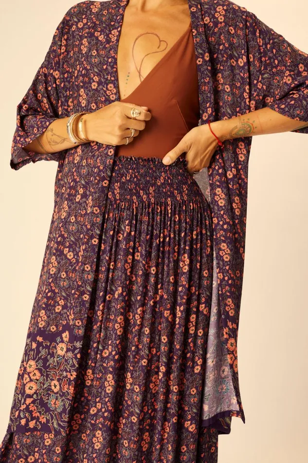 Lennon Kimono Petite Fleur Aubergine Women Natalie Martin Coverups