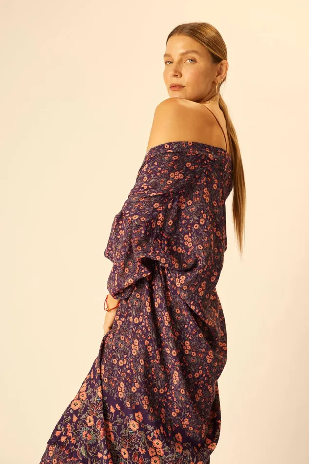 Lennon Kimono Petite Fleur Aubergine Women Natalie Martin Coverups