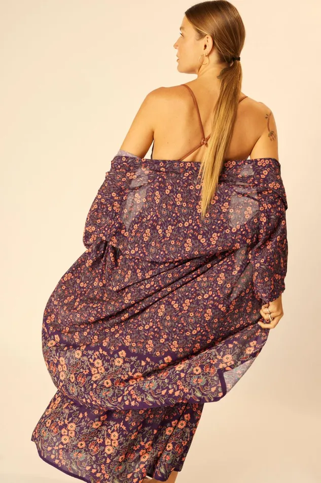Lennon Kimono Petite Fleur Aubergine Women Natalie Martin Coverups