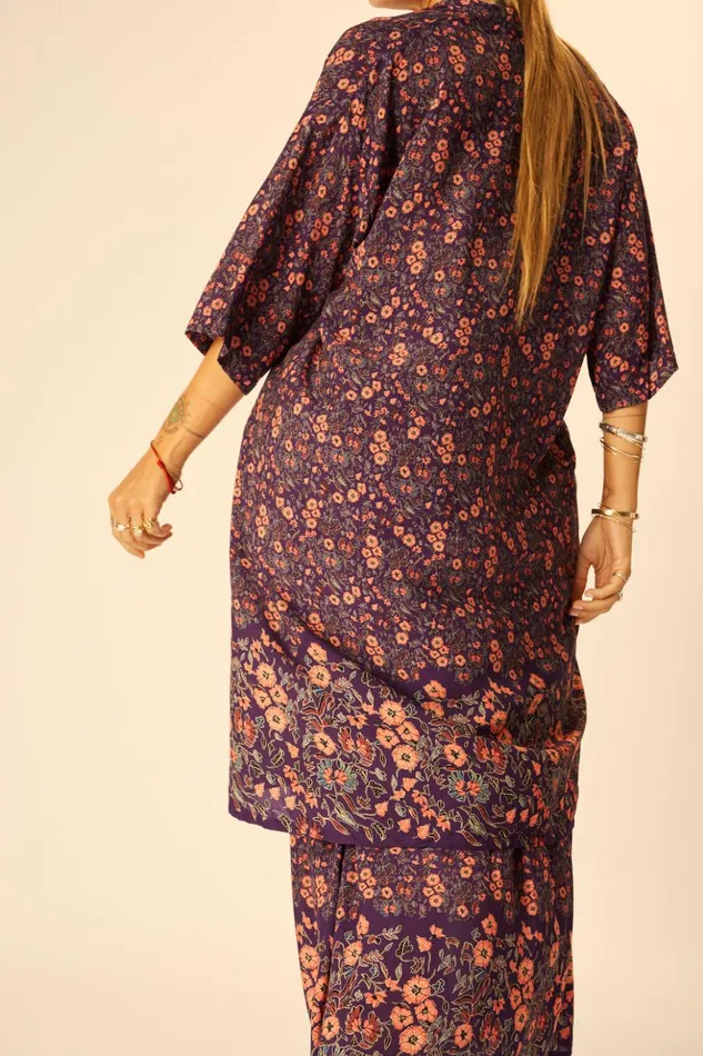 Lennon Kimono Petite Fleur Aubergine Women Natalie Martin Coverups