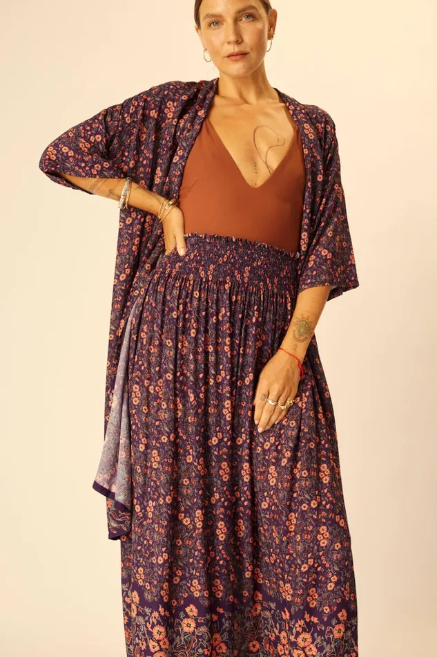 Lennon Kimono Petite Fleur Aubergine Women Natalie Martin Coverups