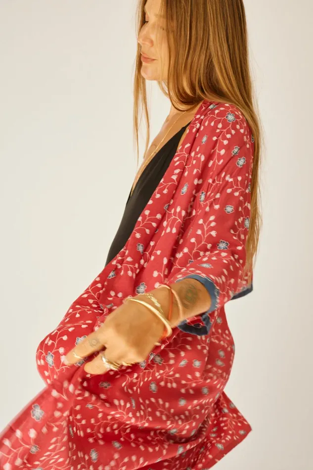 Lennon Kimono Pinwheel Barn Red Women Natalie Martin Coverups