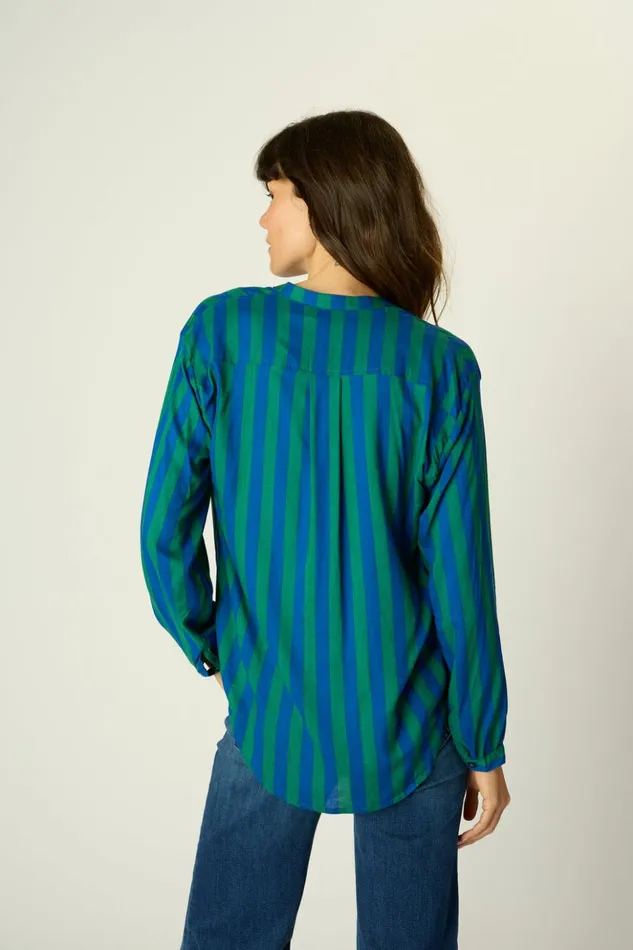Leslie Shirt Bluegreen Stripe Women Natalie Martin Tops