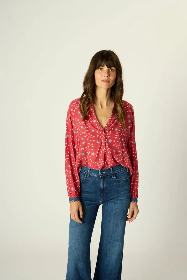 Leslie Shirt Pinwheel Barn Red Women Natalie Martin Tops